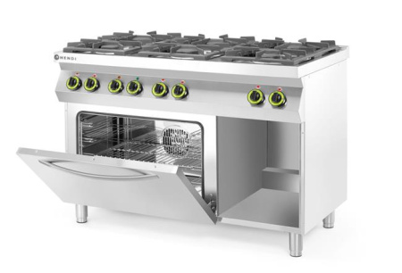 HENDI „Kitchen Line“ 6 degiklių dujinė viryklė su elektrine konvekcine orkaite GN1/1 225899 | E-gastro