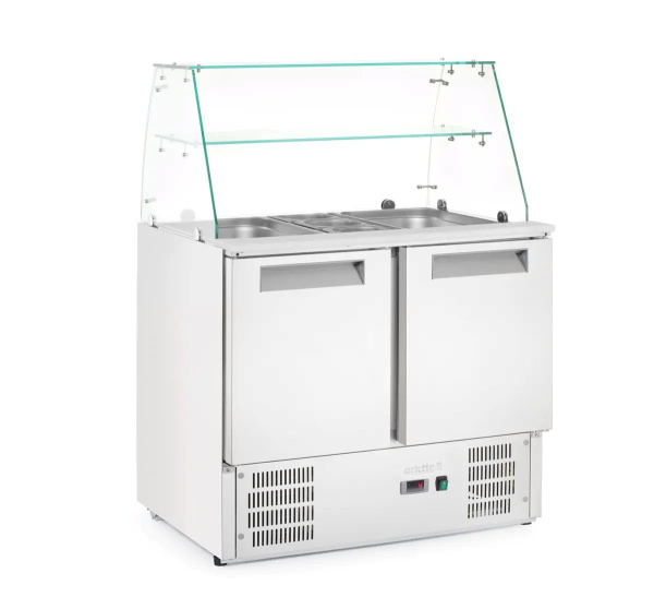 ARKTIC Šaldomas 2 durų salotų stalas su stikline vitrina, 900x695x(H)1270mm 236185 | E-gastro